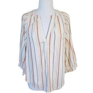 Anthropologie Maeve Puff Sleeve Striped Oversize Top Neutral Size Small
